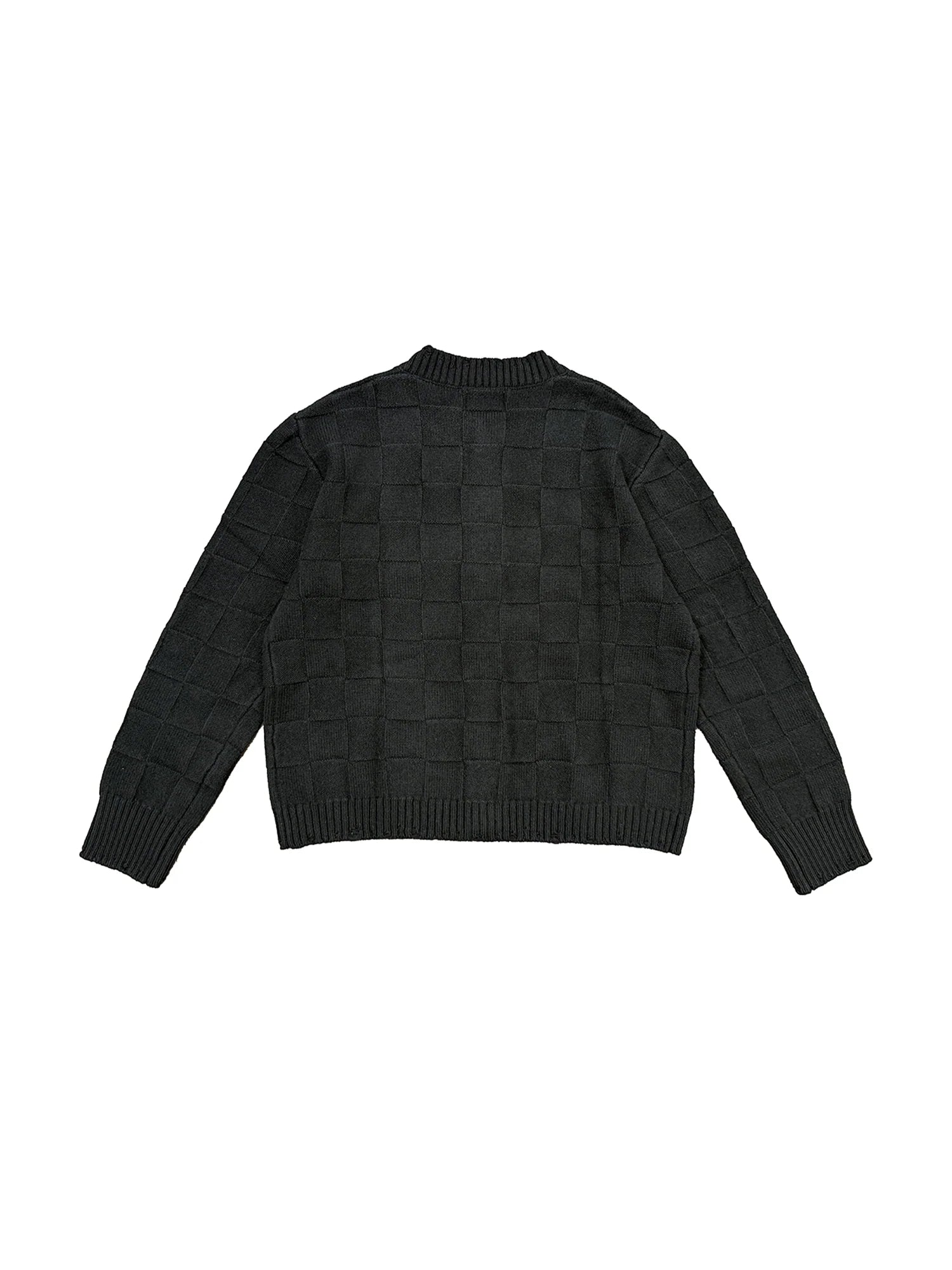 RICHILL Classic Grid Crewneck Cardigan