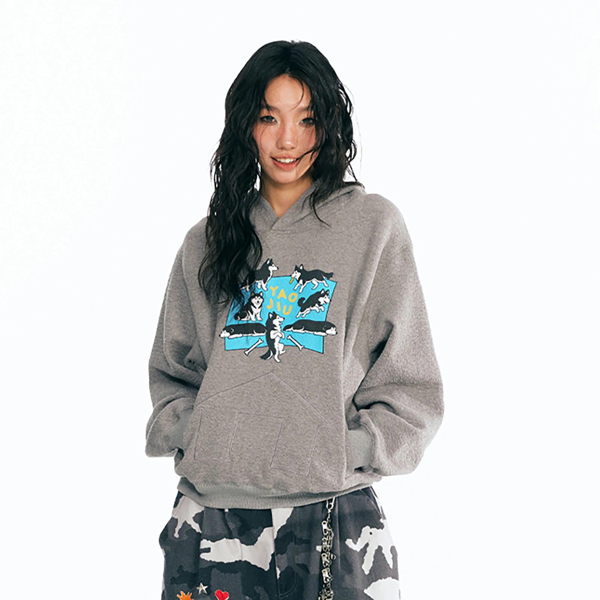 1997 POSTOFFICE Puppy Paradise Graphic Oversized Hoodie