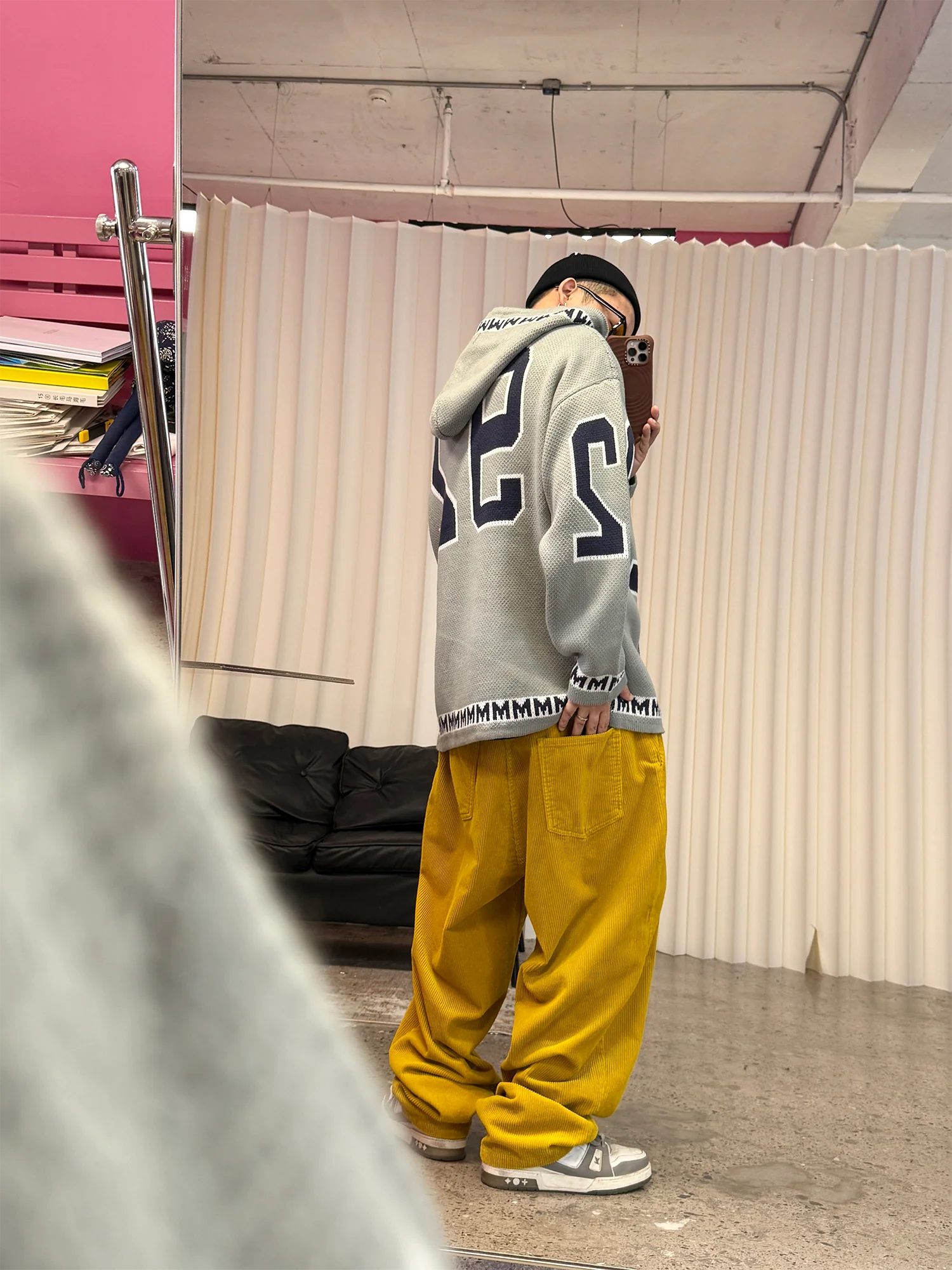 ME DA IGUAL Number-Jacquard Knit Zip Hoodie