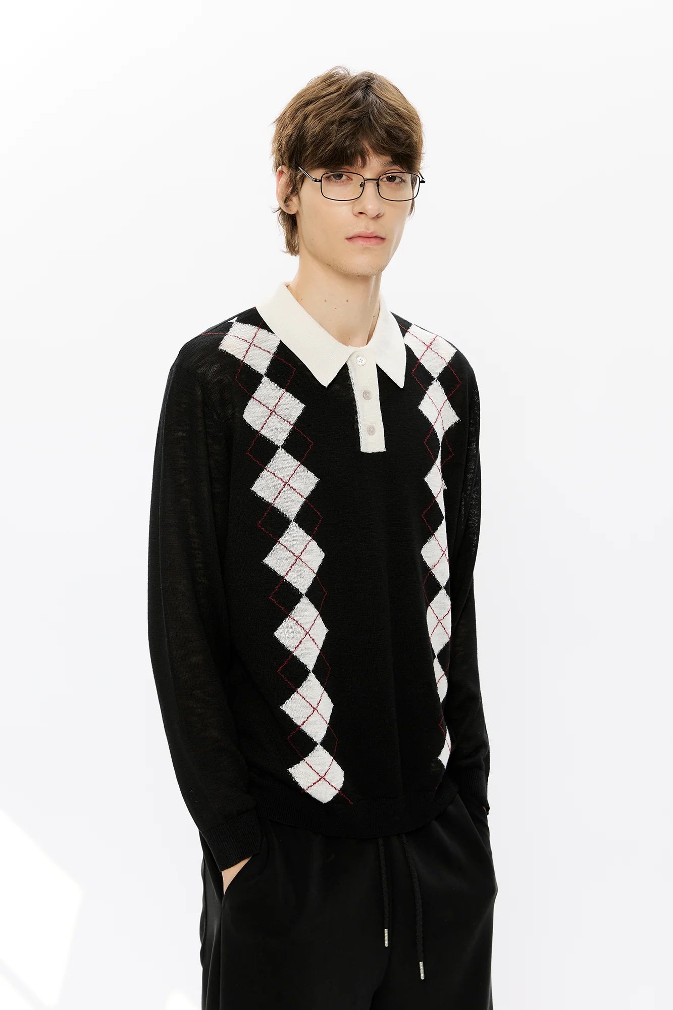 KREATE Retro Argyle Polo Sweater