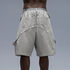 XIPHEVIL Washed Contrast Panel Pocket Utility Shorts Gray