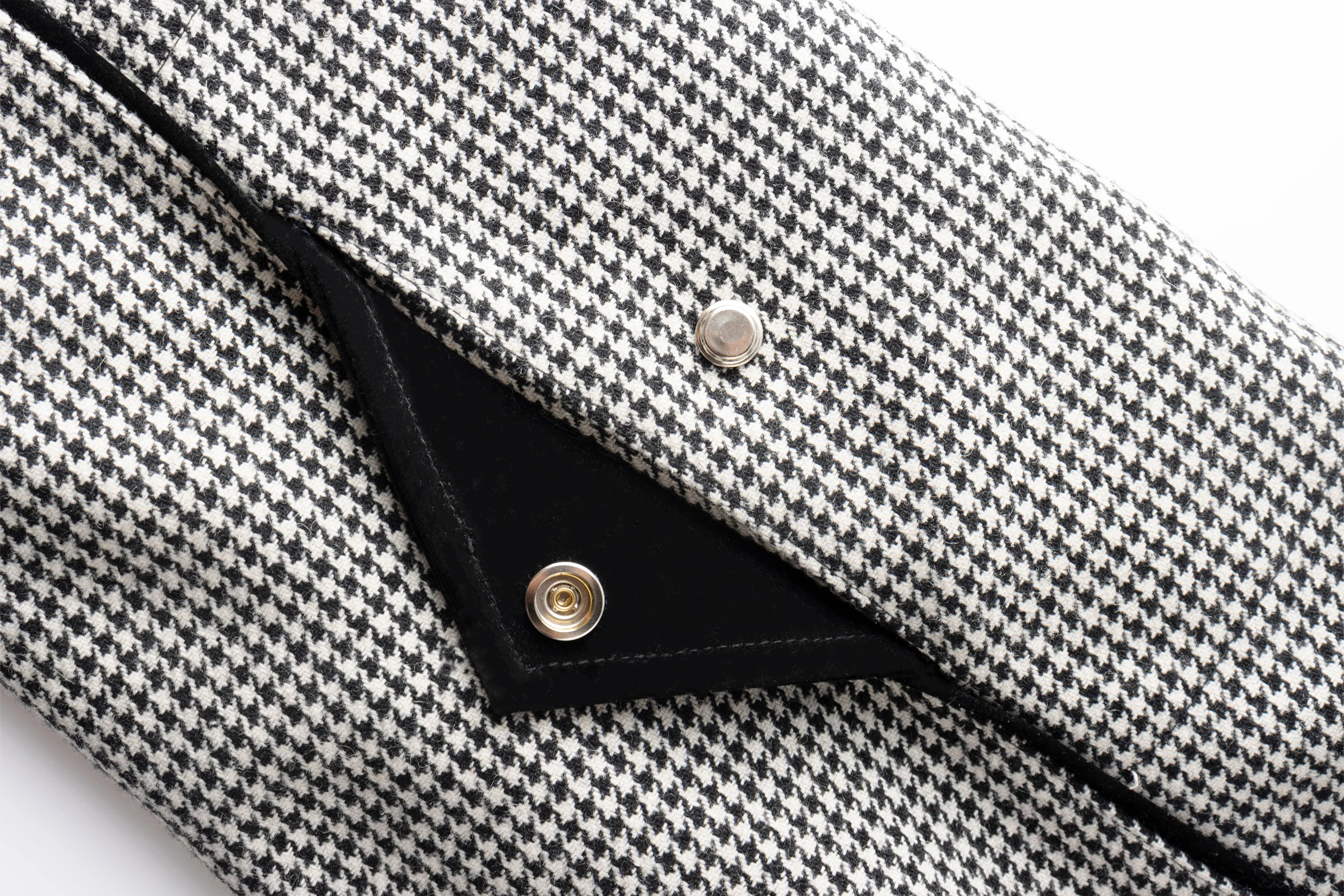ESAIAS Houndstooth Panel Stand Collar Wool-Blend Jacket