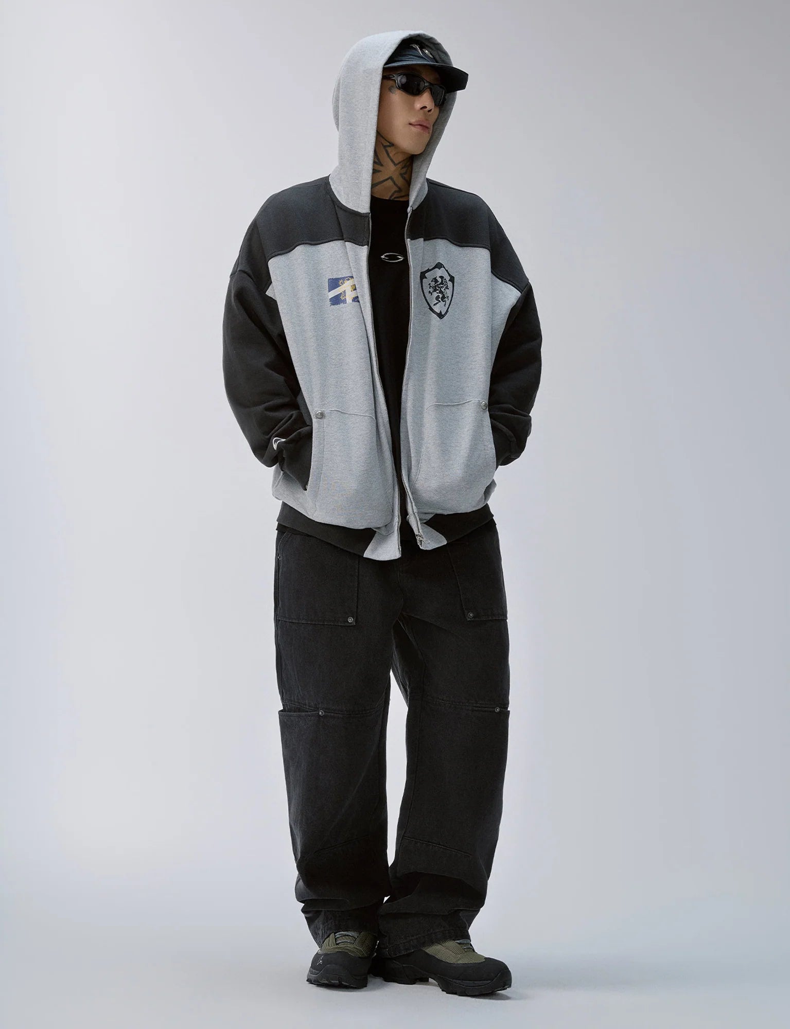 F2CE Contrast Panel Badge Graphic Hooded Jacket