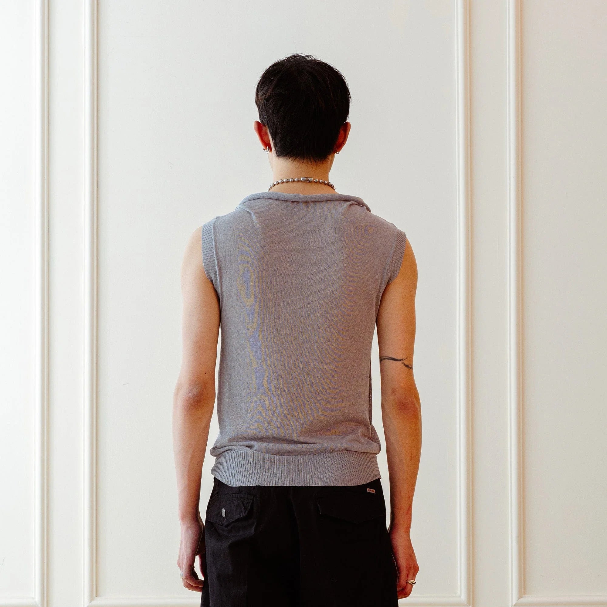 KADAKADA Retro Cowl-Neck Knited Sleeveless T-Shirt