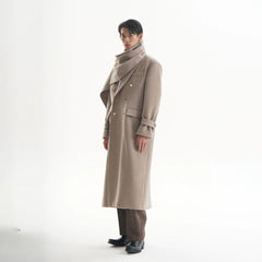 ORAL UTOPIA Wool Blended Double-Breasted Long Coat