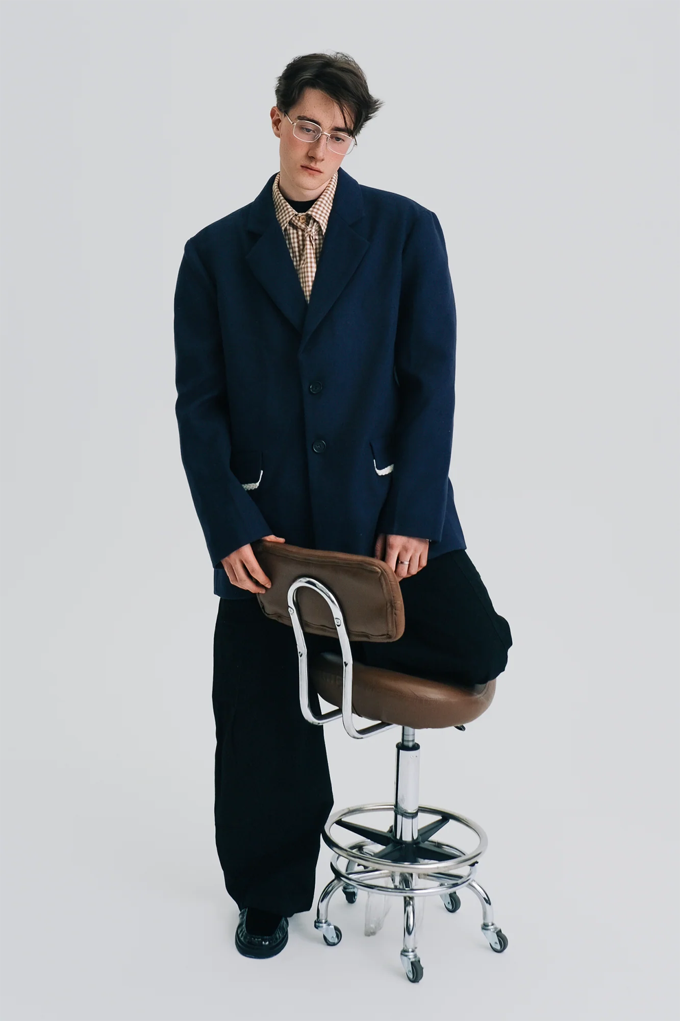 WIID Braid-Trim Flap Pockets Oversized Blazer