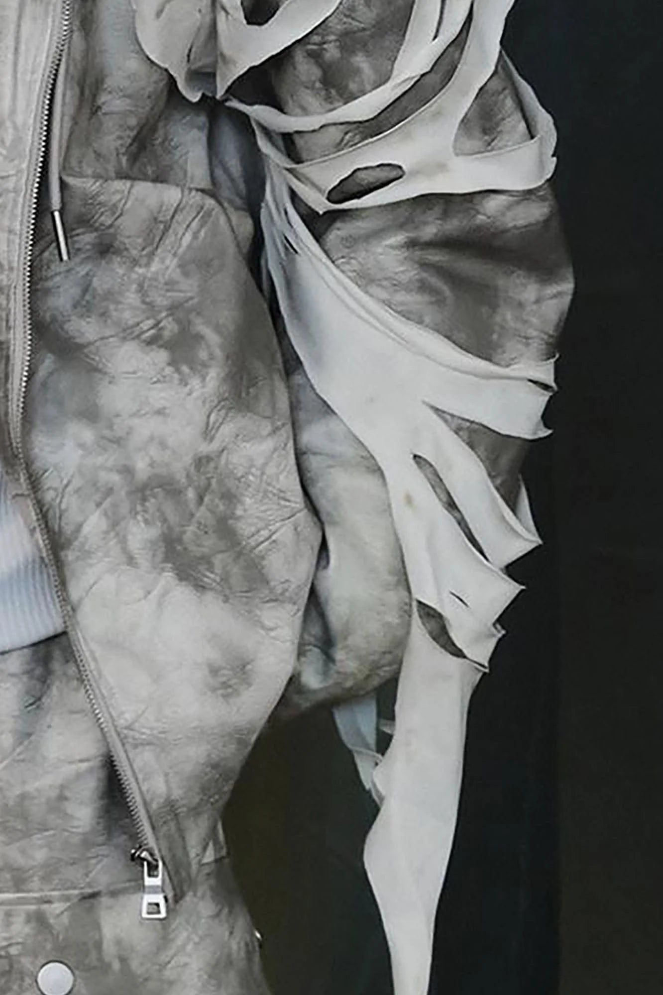 RECOVER ZONE Distressed Slashed PU Layered Hooded Jacket