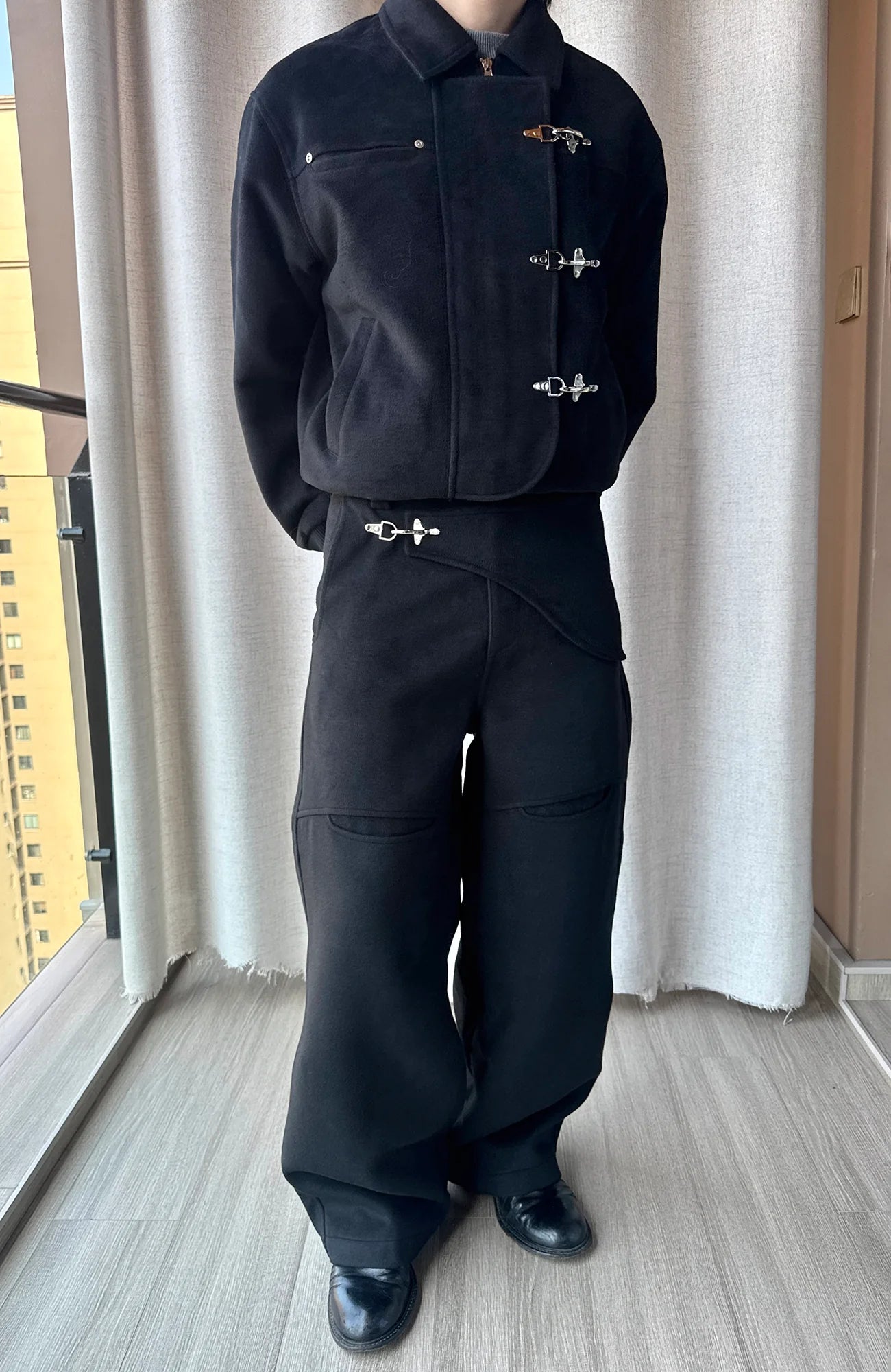 ESAIAS Harness-Lock Wool-Blend Wide-Leg Trousers