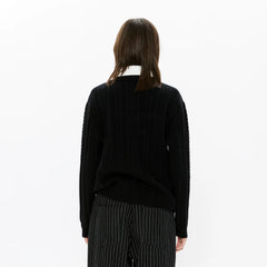 KREATE Cable-Knit Layered Shirt Sweater