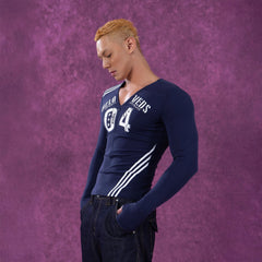 CLP V-Neck Zip-Up Slim Long-Sleeve Tee