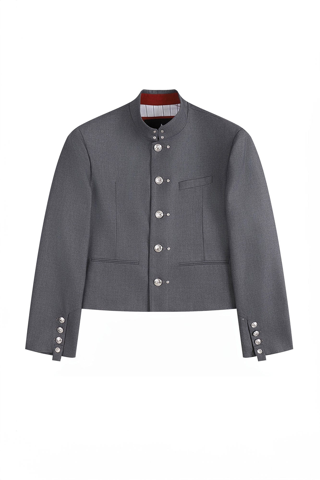 FACEONLAB Wool-Blended Cropped Uniform Blazer Gray