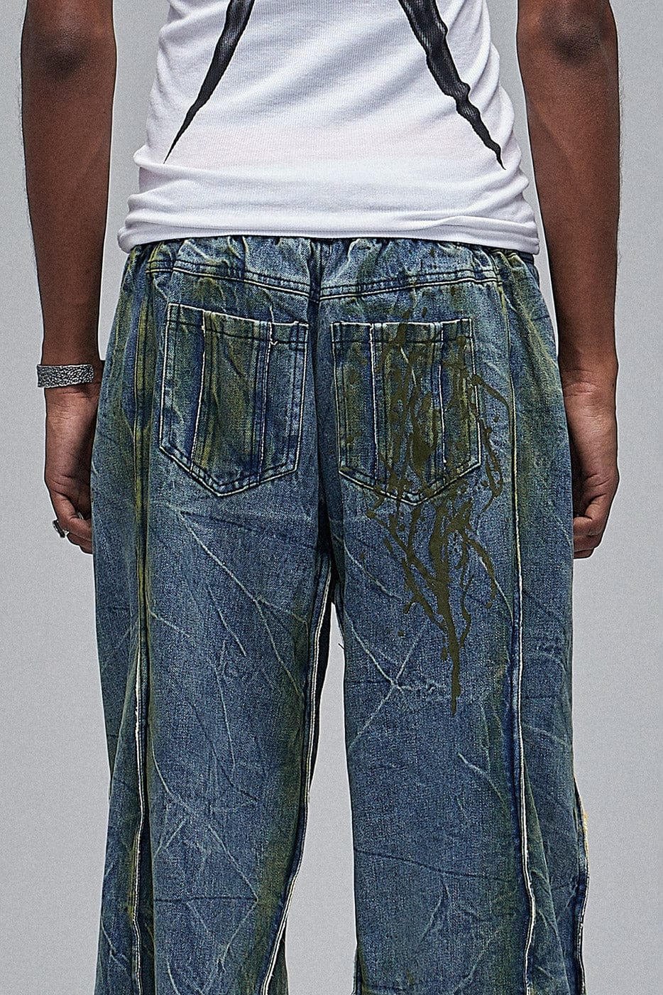 DND4DES Ripple Spliced Washed Jeans