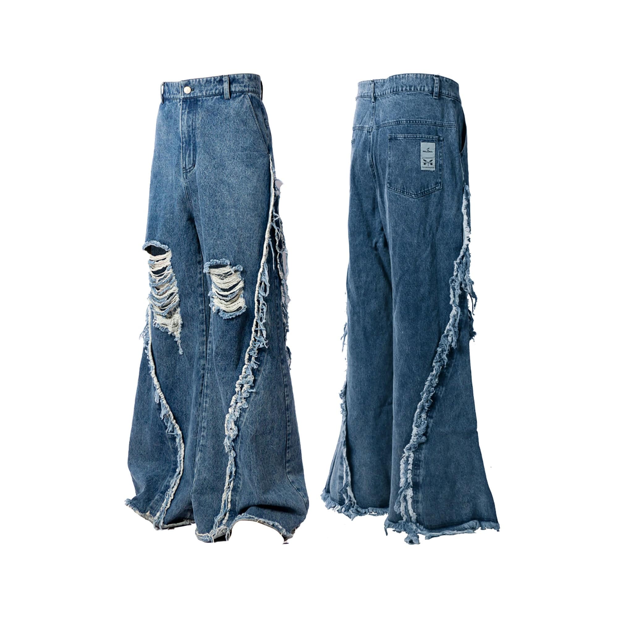 RELABEL Split Heavy-Distressed Washed Denim Pants
