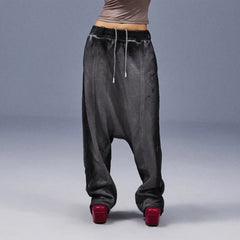 TECNINEGROUP Middle-Panel Washed Drop-Crotch Sweatpants