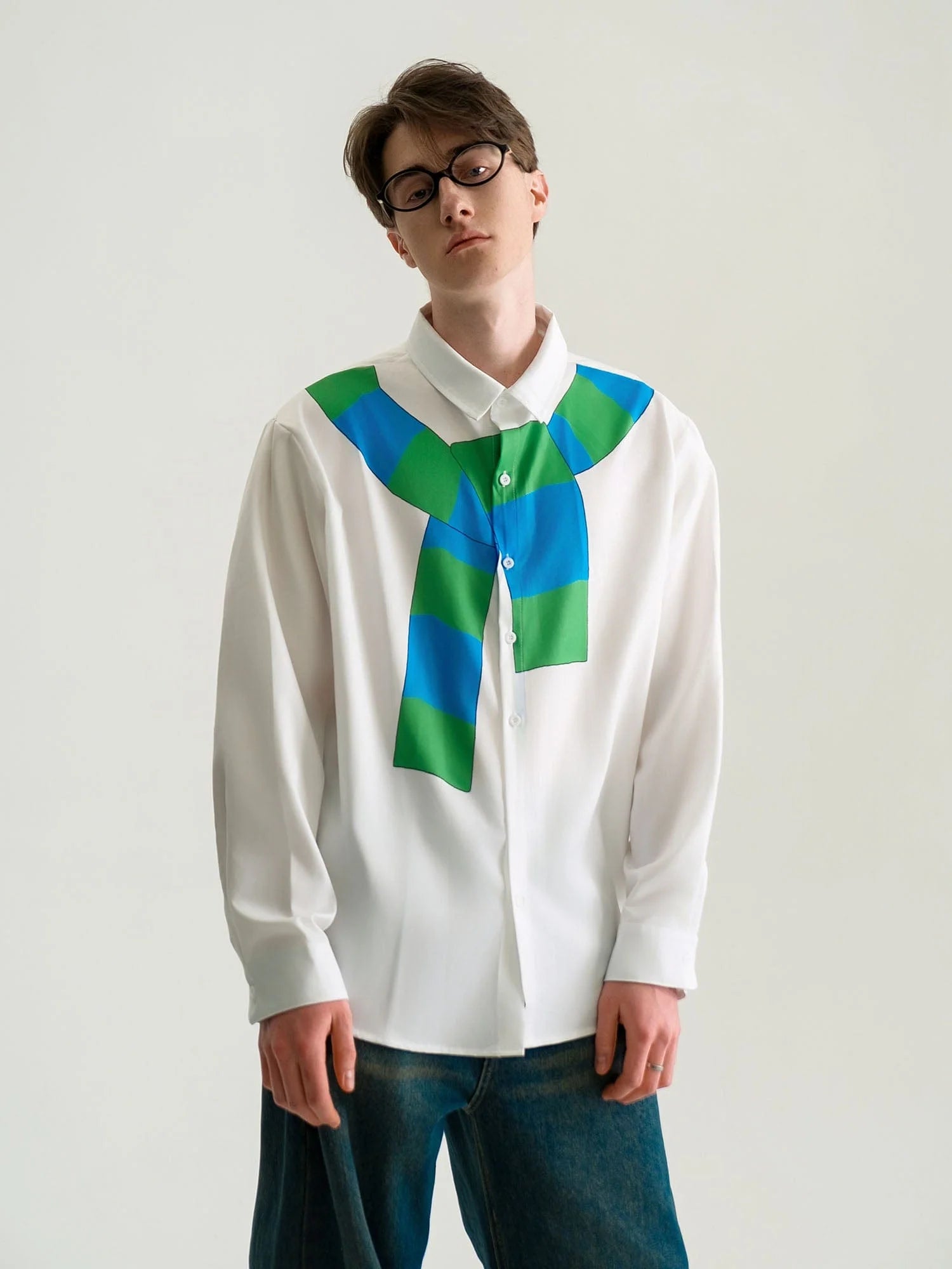 WIID Knotted Scarf Graphic Shirt