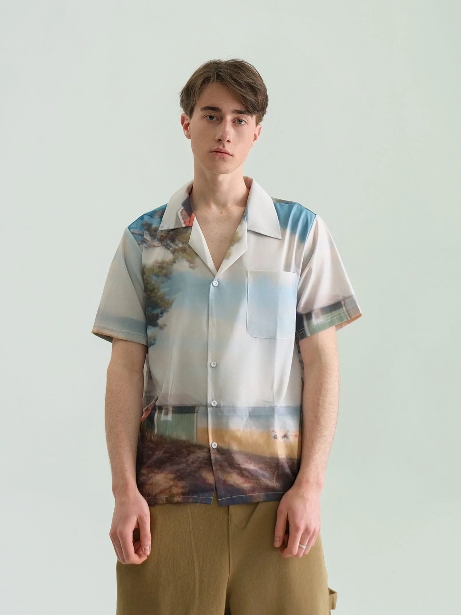 WIID Landscape Full-Print Cuban Half Shirt
