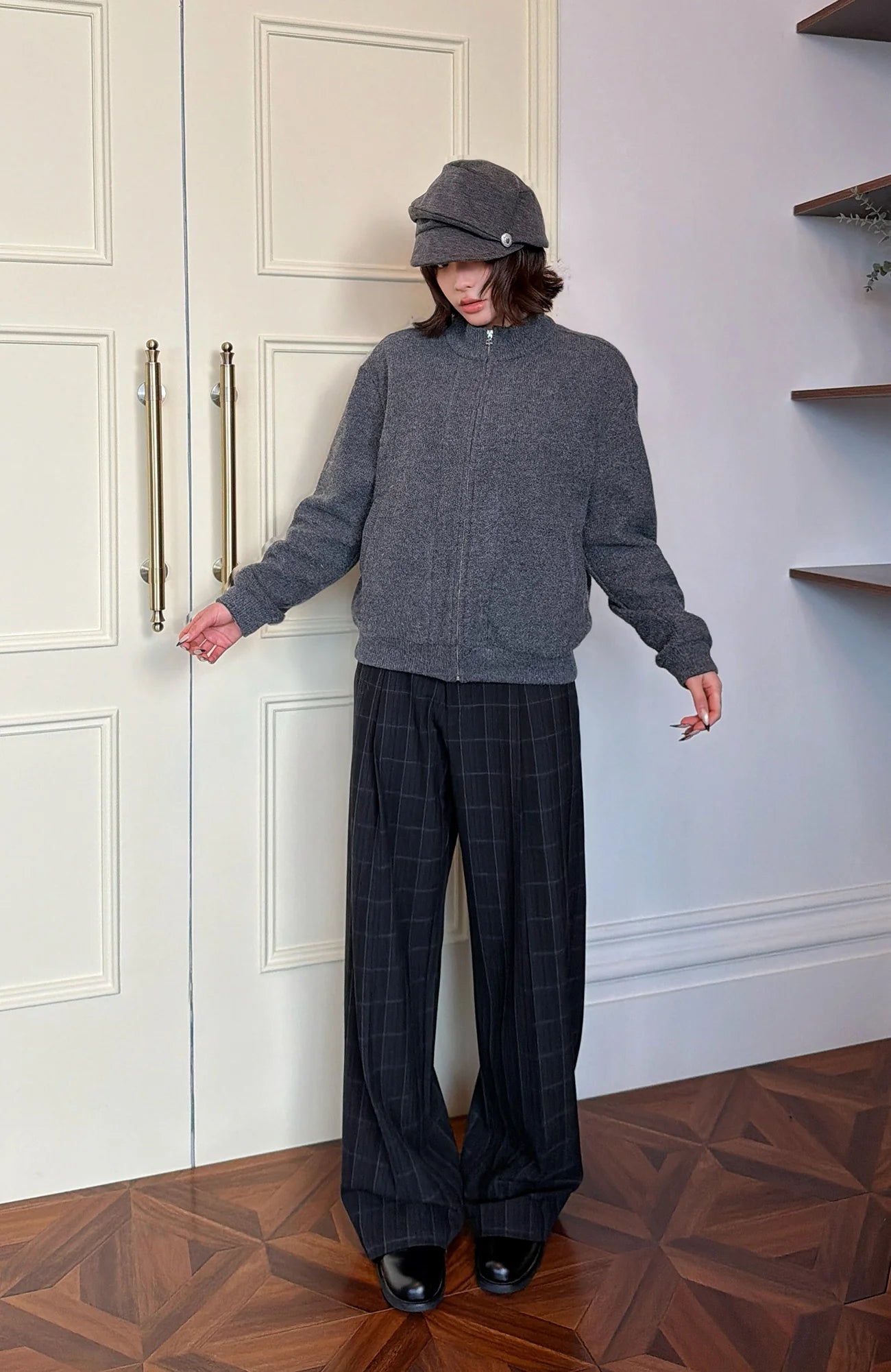 OKAYTHXBYE Retro Checks Pleated Trousers