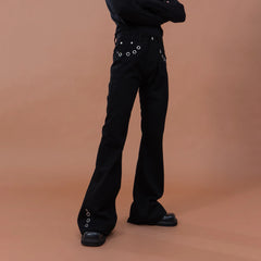 CLP Eyelet-Stud Stacked Hem Flared Jeans