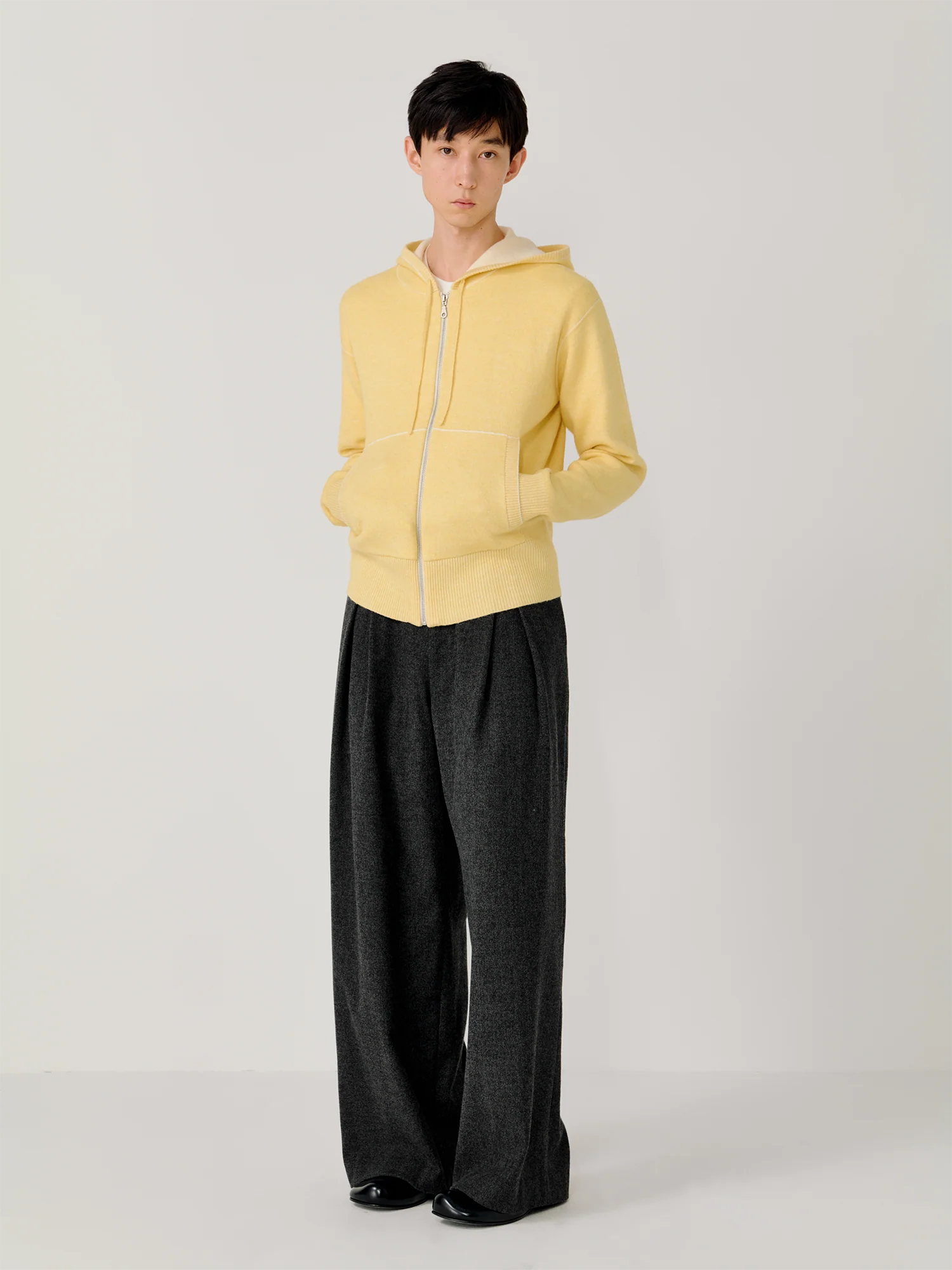OPICLOTH Herringbone Pleated Wool-Blend Trousers