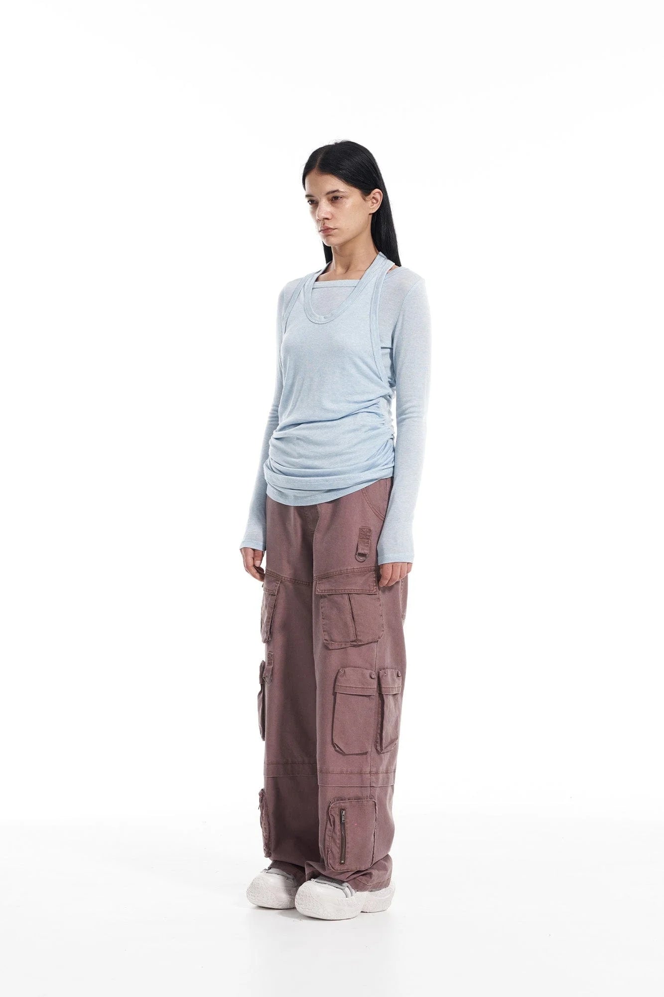 VANN VALRENCE Multi-Pocket Oversized Cotton Cargo Pants