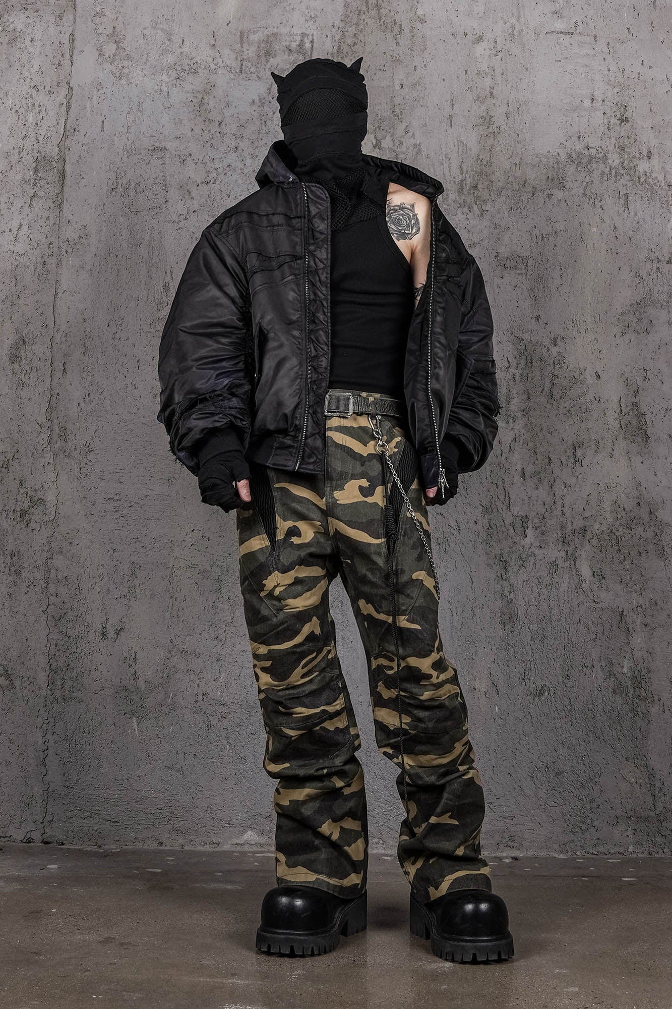 UNDERWATER Distressed Bondage MA-1 Jacket Black
