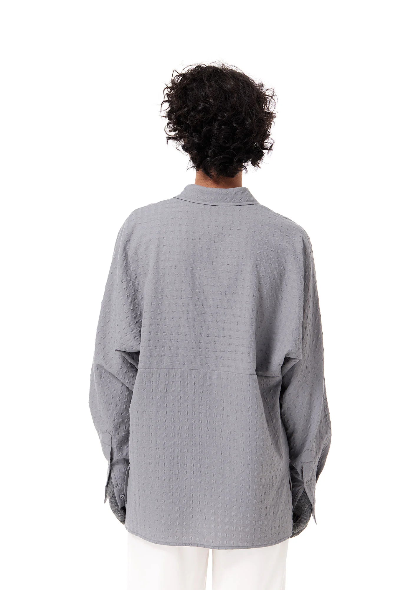OUYANG WENJUN Drip Heart Embroidered Seersucker Shirt