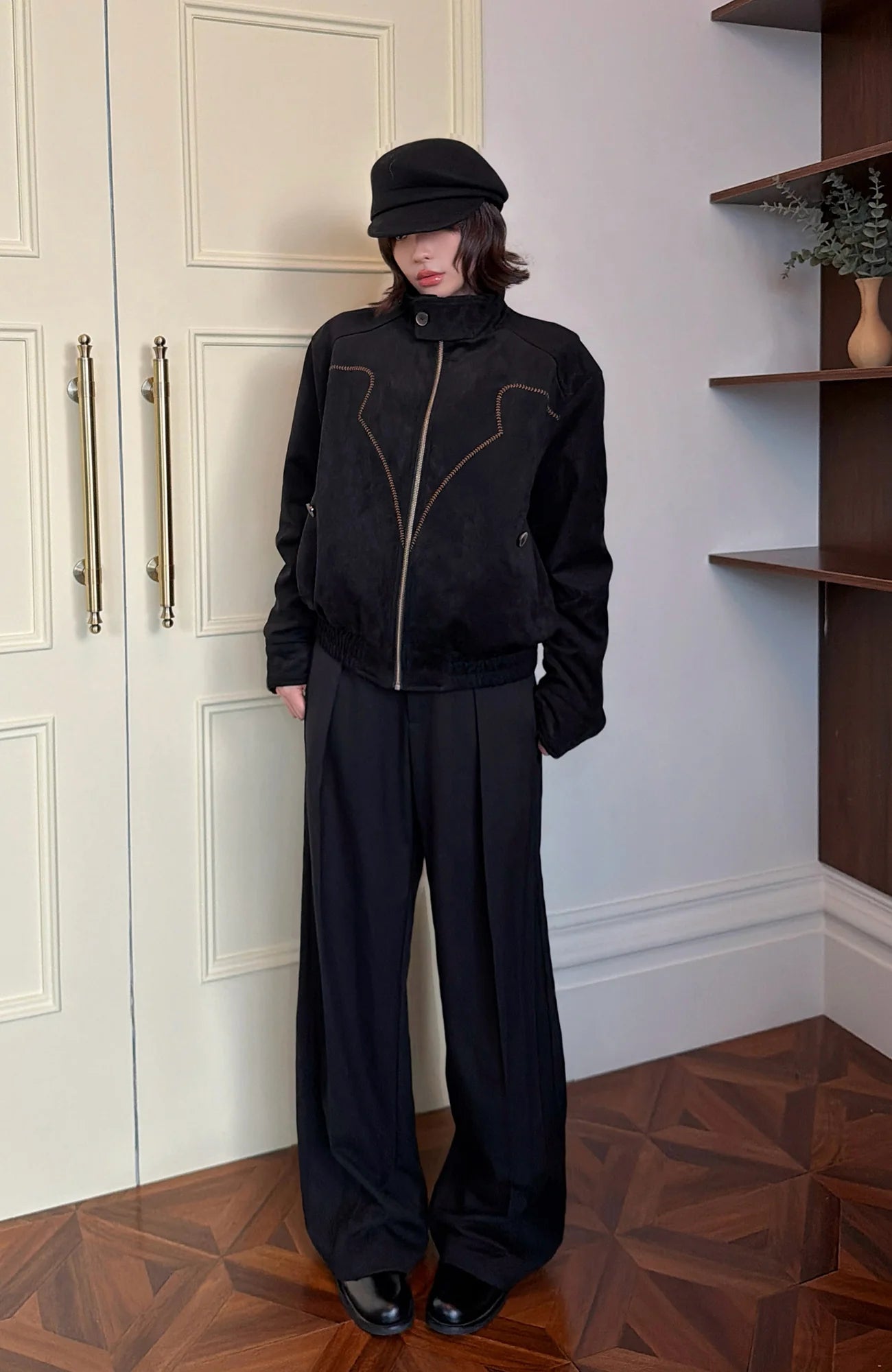 OKAYTHXBYE Essential Pleated Wide-Leg Trousers