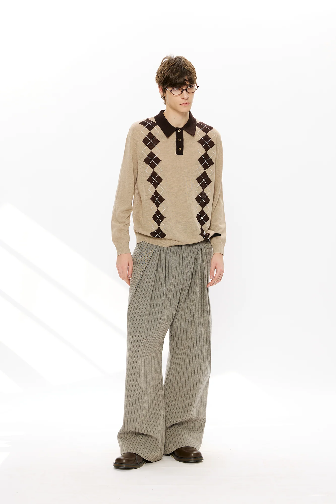KREATE Retro Argyle Polo Sweater