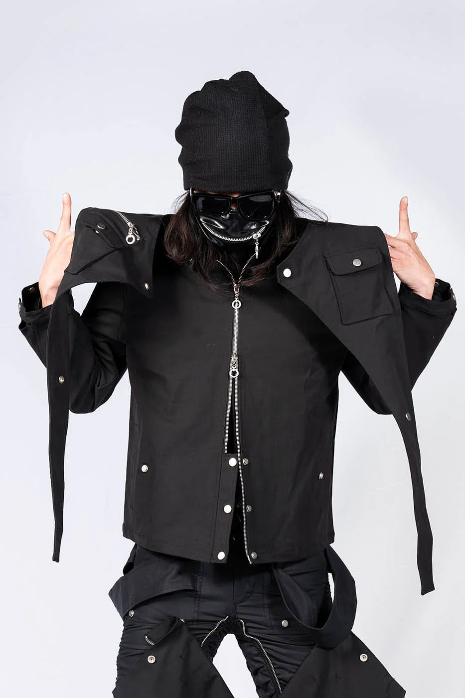 INSIDE OUT Arc Paneled Rivet Jacket