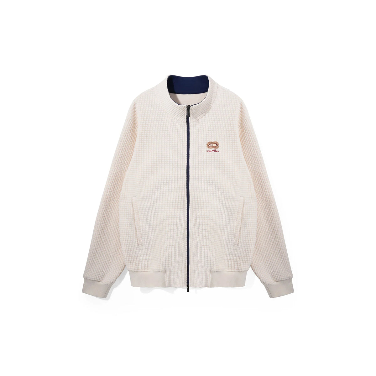 UMAMIISM Waffle Embroidered Fleece-Lined Jacket