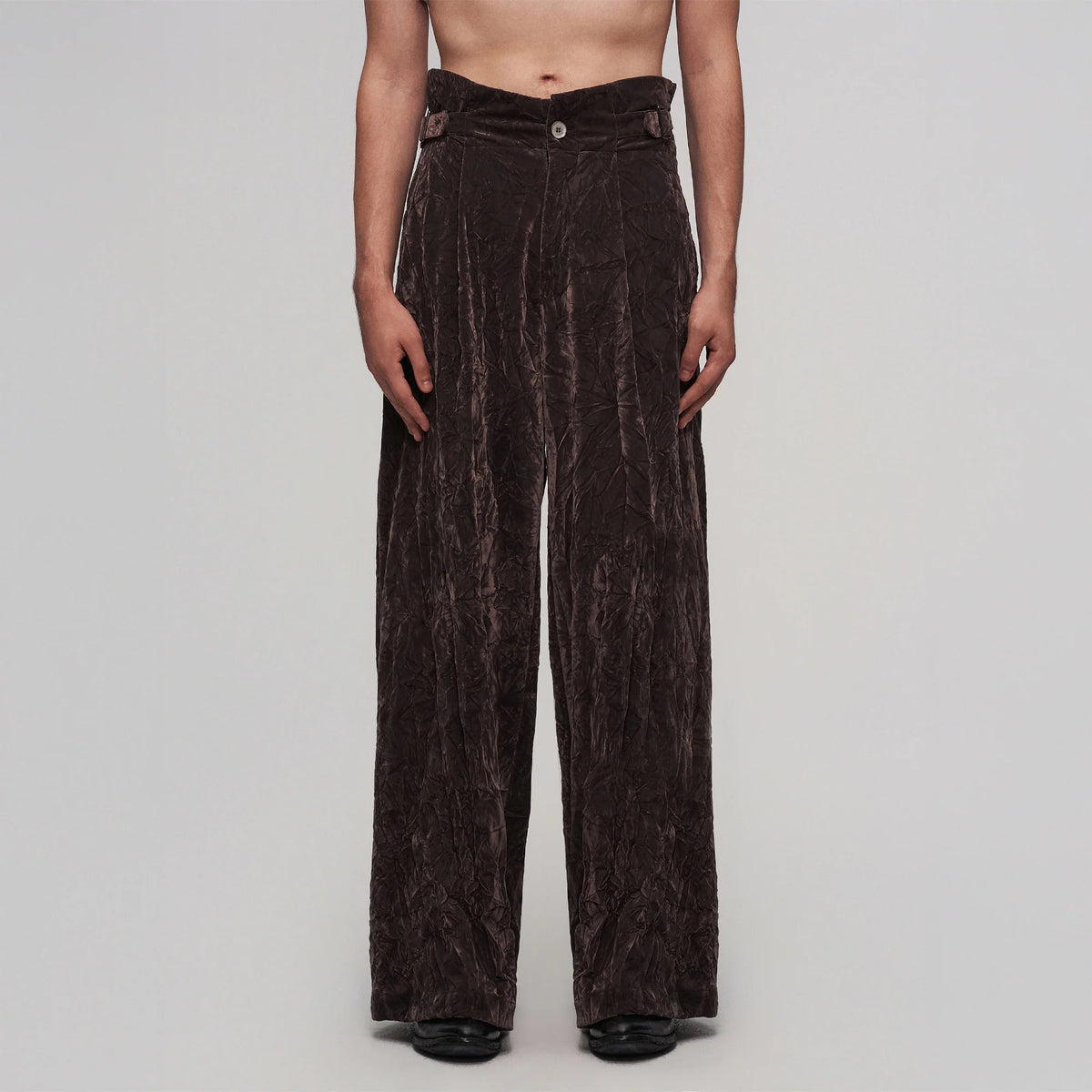 ILNya Nieternite Nifutur Velvet High-Waisted Pleated Wide-Leg Pants