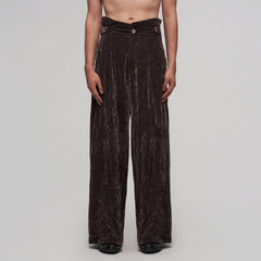 ILNya Nieternite Nifutur Velvet High-Waisted Pleated Wide-Leg Pants