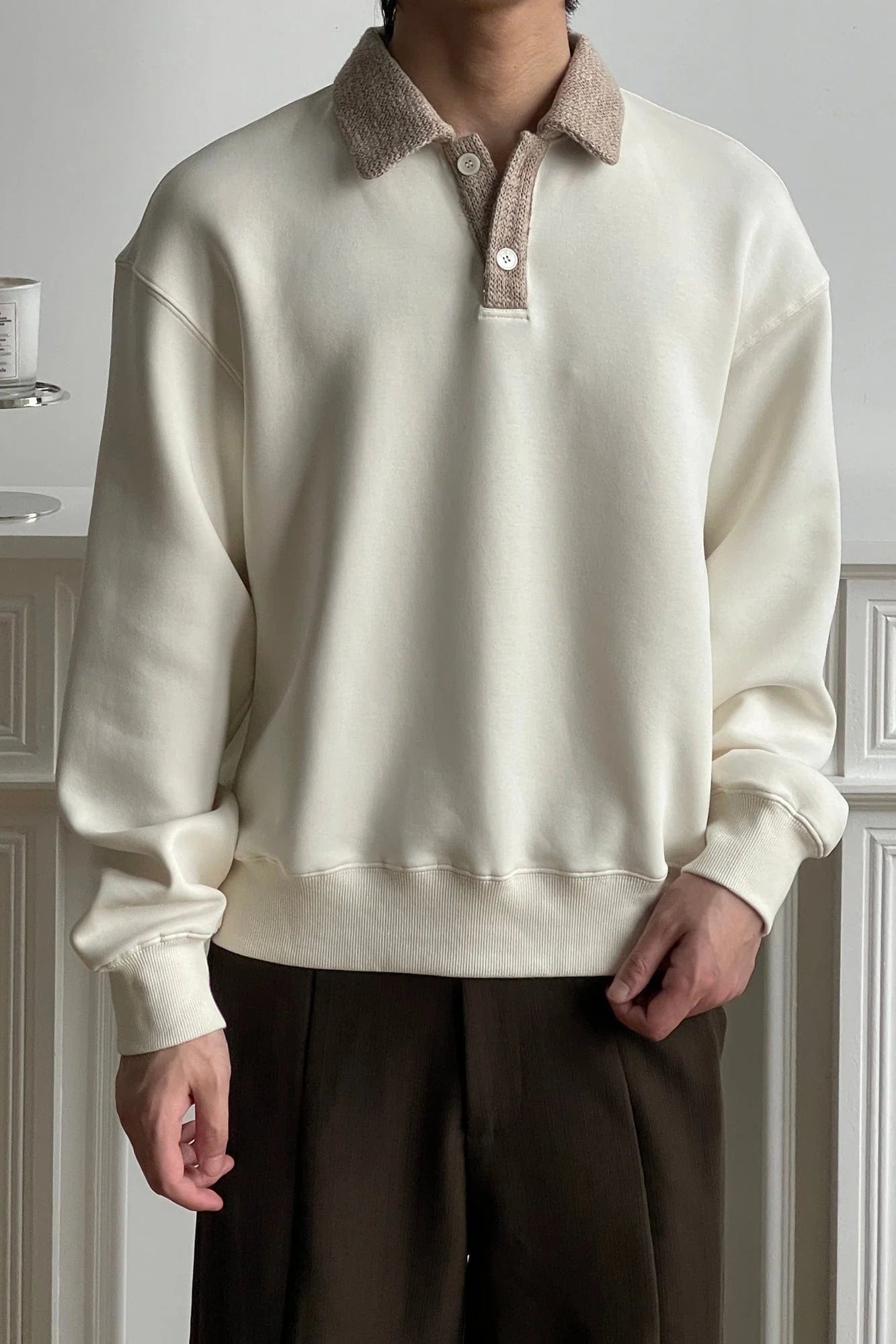 OKAYTHXBYE Flexweave Contrast Collar Sweatshirt