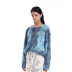 VANN VALRENCE Distressed Gradient Tie-Dye Long-Sleeve Tee