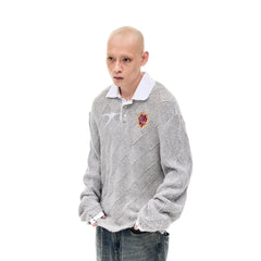 WHISTLEHUNTER Argyle Wool-Blend Polo Sweater