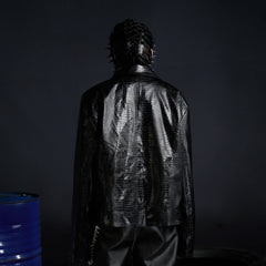 RECOVER ZONE Faux Croc Embossed Hoop-Buckles Jacket