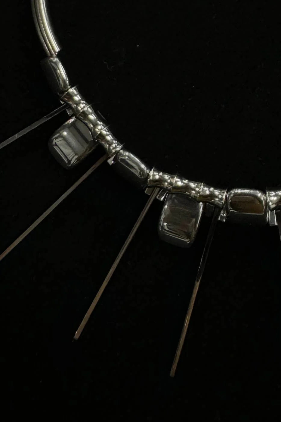 ILLUSORY Double-Strand Beaded Spiked Necklace