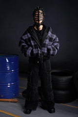 RECOVER ZONE Reversible Check & Solid Hoodie Jacket