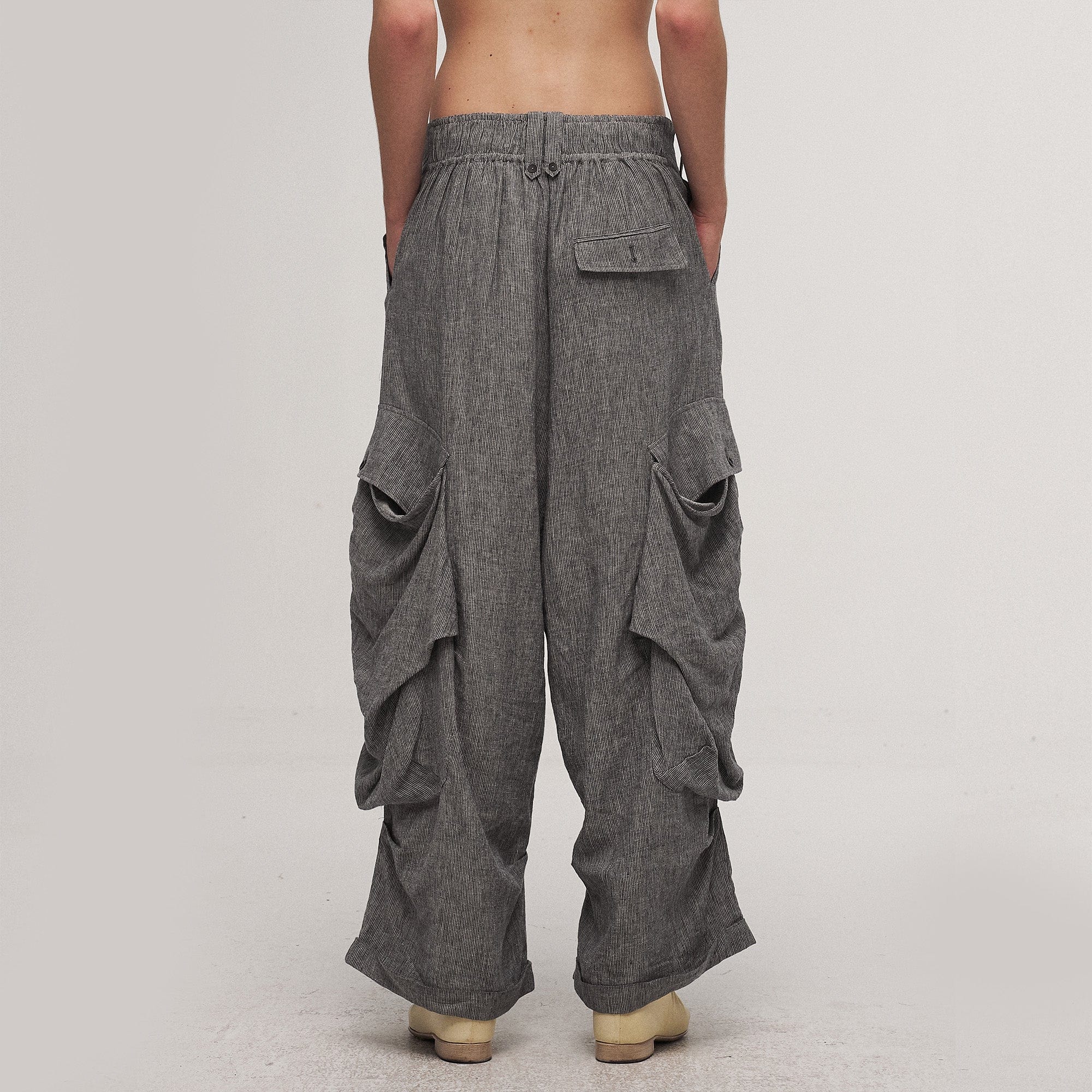ILNya Nieternite Nifutur Big Pockets Cotton-Linen Wide-Leg Pants