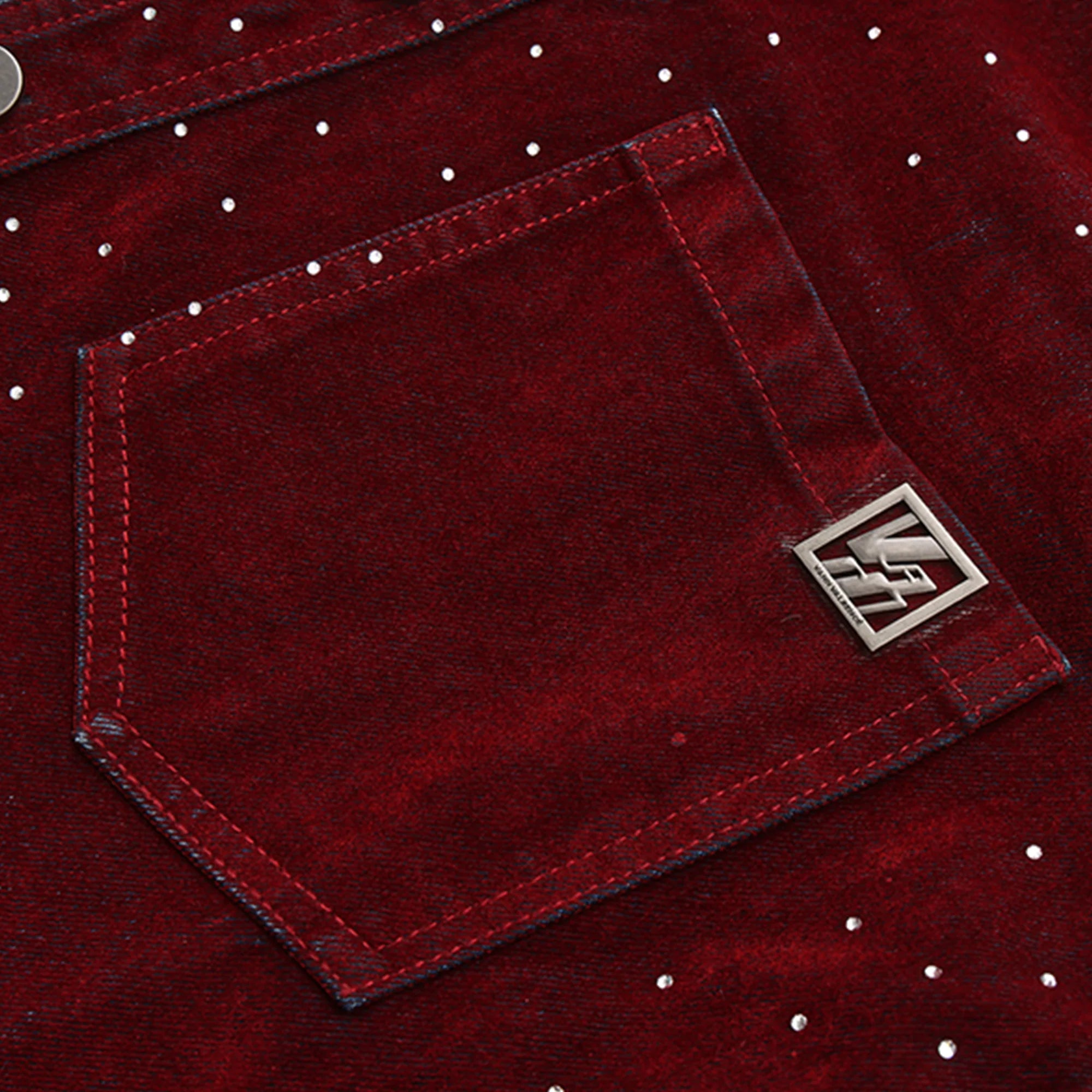 VANN VALRENCE Diamond-Studded Velvet Shirt Jacket