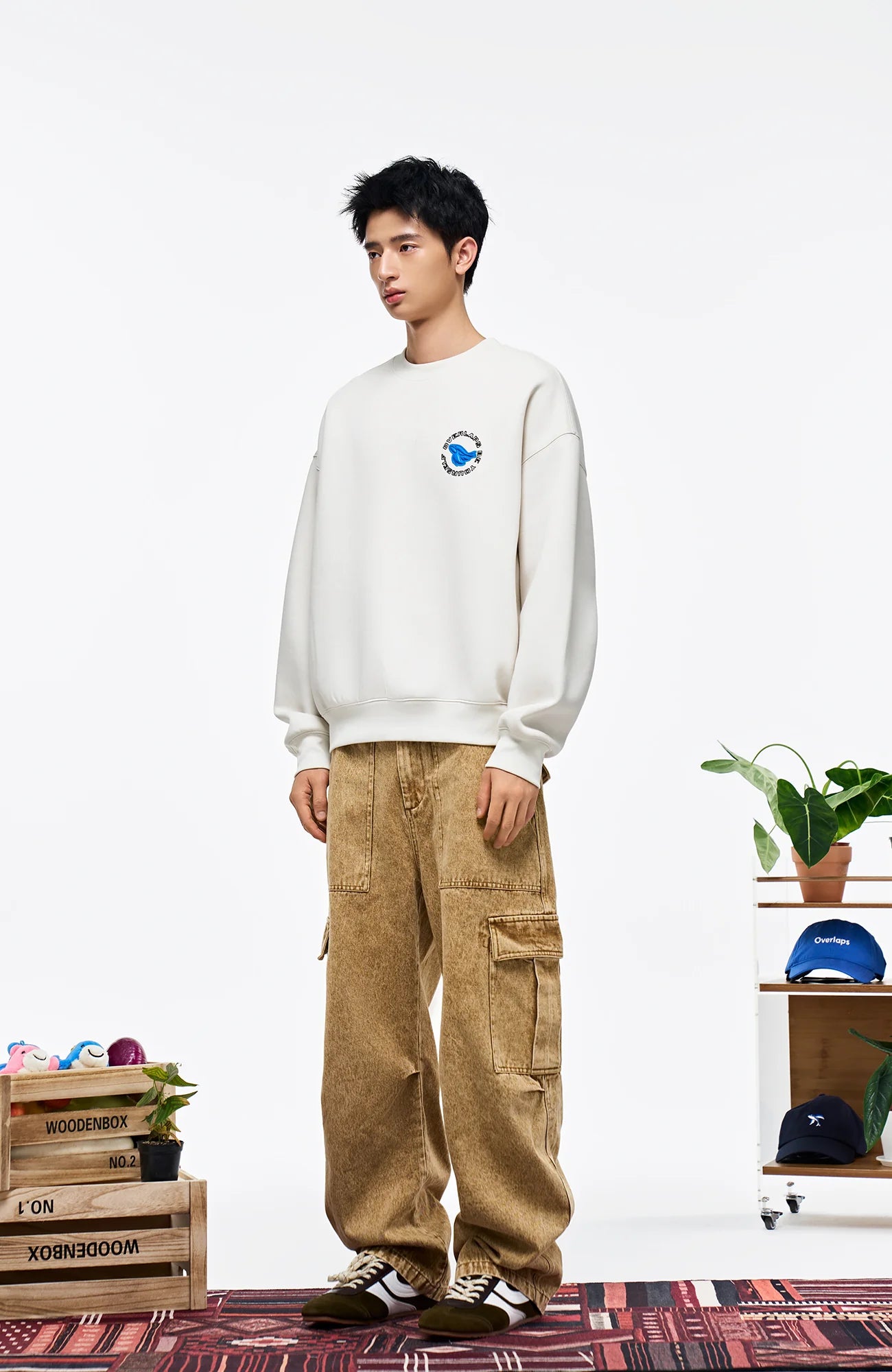 OVERLAPS Washed Utility Cargo Trousers