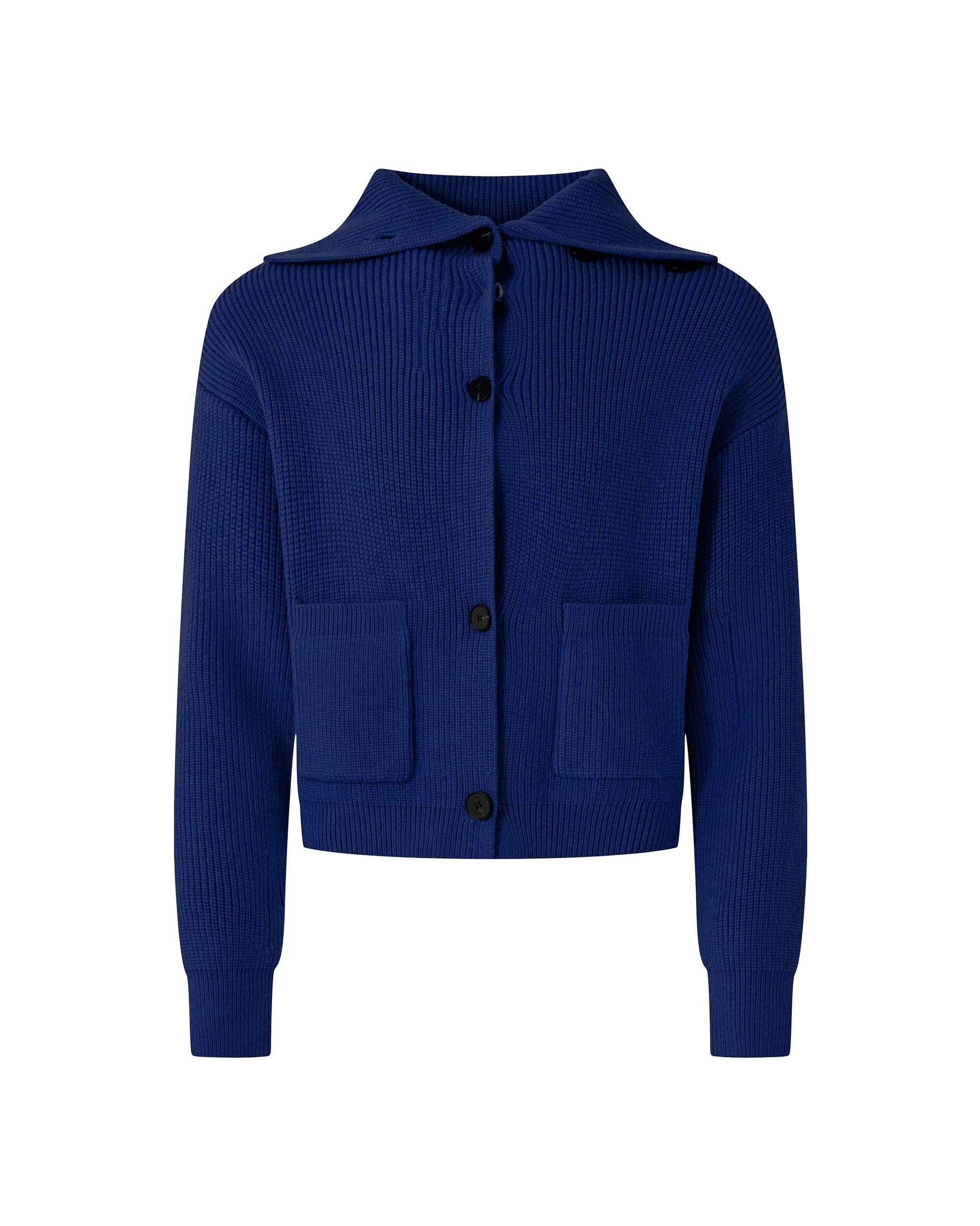 KREATE High-Collar Big-Pocket Button-Up Knitted Jacket