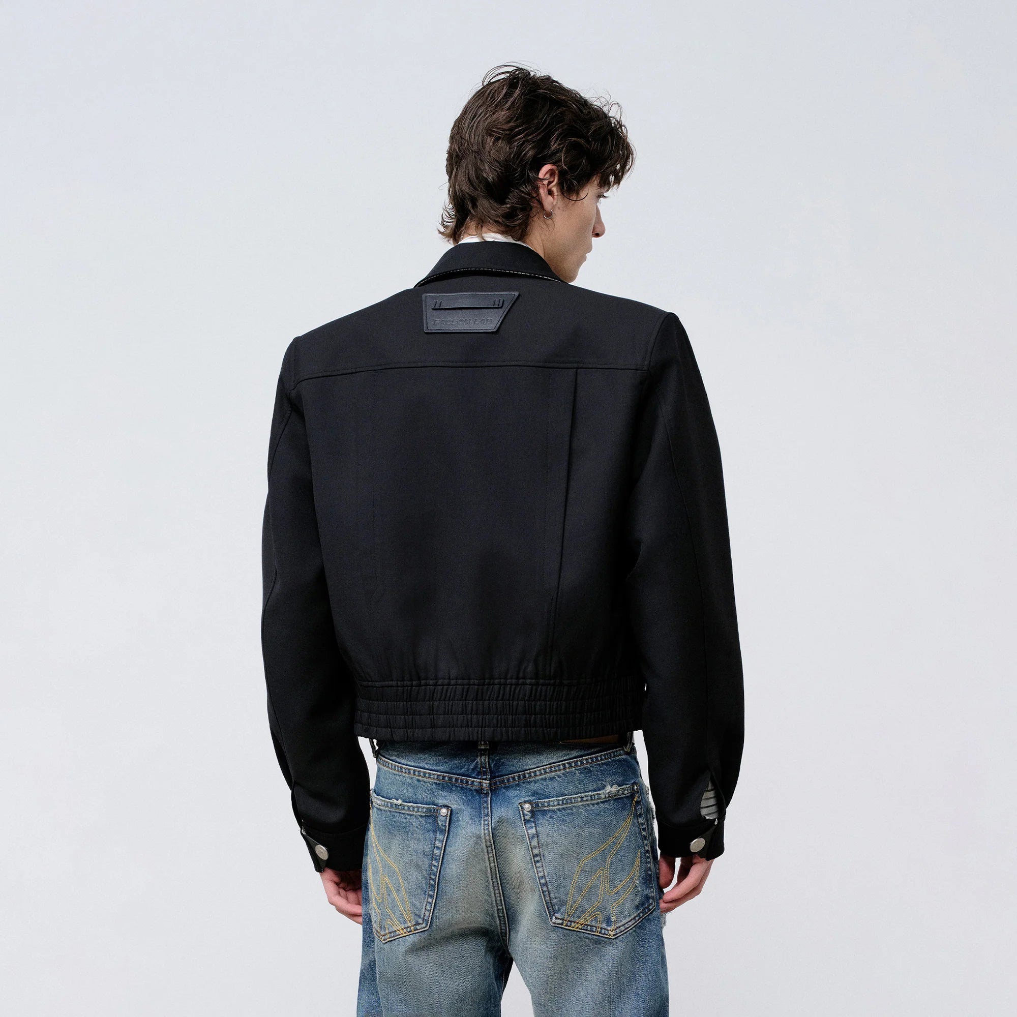 FACEONLAB Cropped Harrington Zip Jacket Black