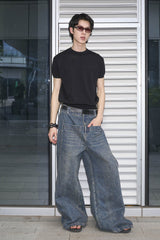 LABELROOM Retro Flap Pocket Panel Wide-Leg Pants