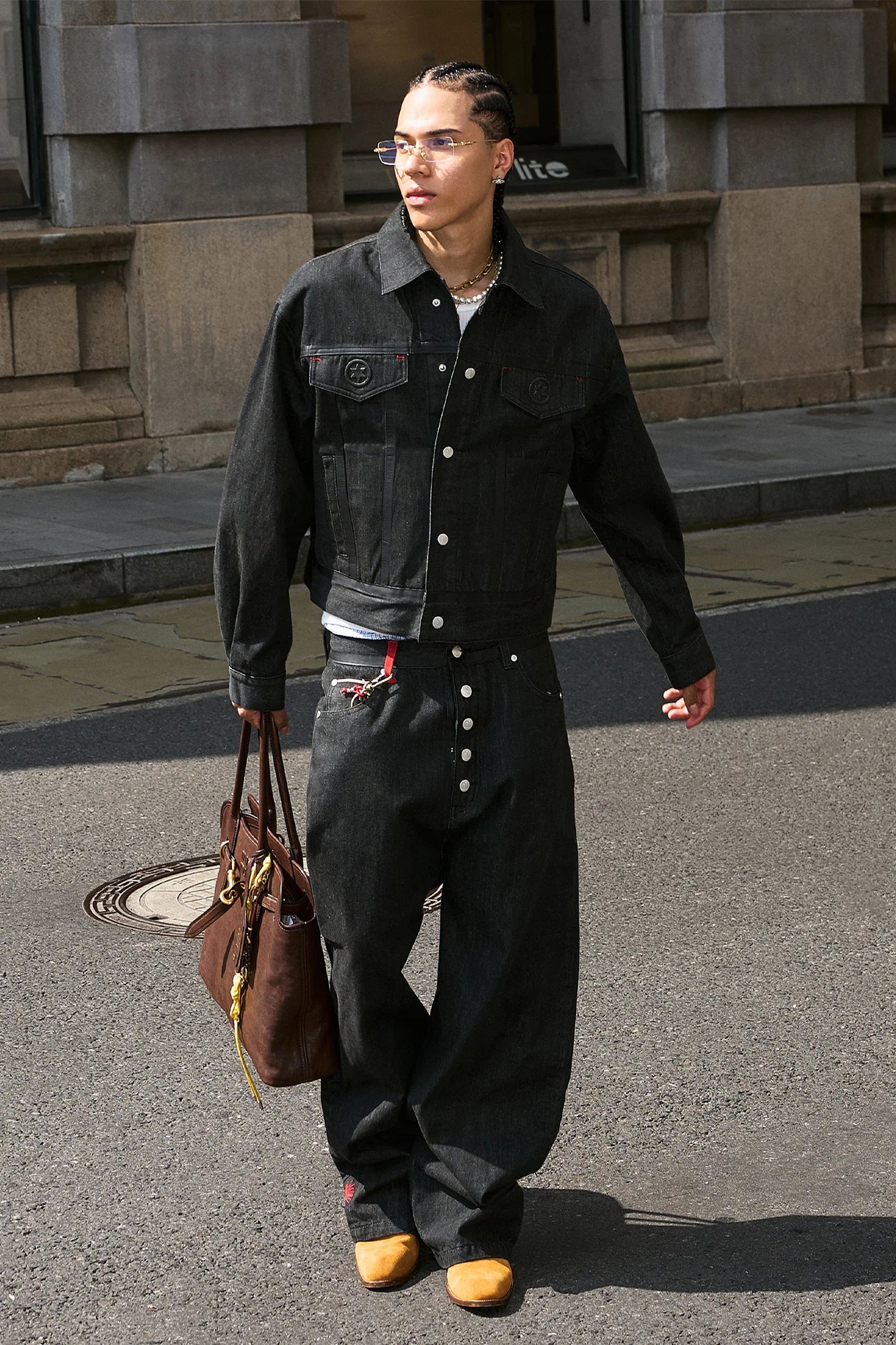 STEEPC LOGO Embossed Boxy Selvedge Denim Jacket