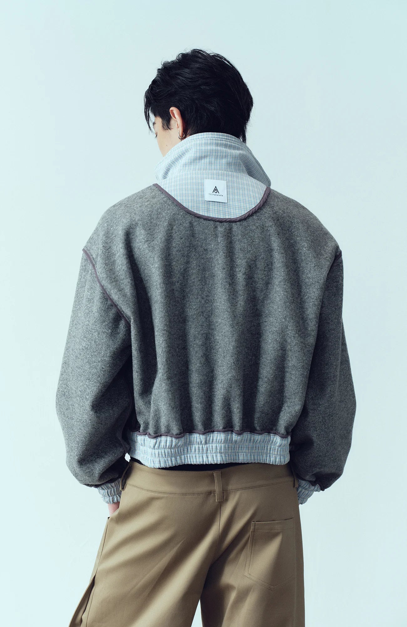 KADAKADA Double-Layer Collar Reversible Plaid Jacket