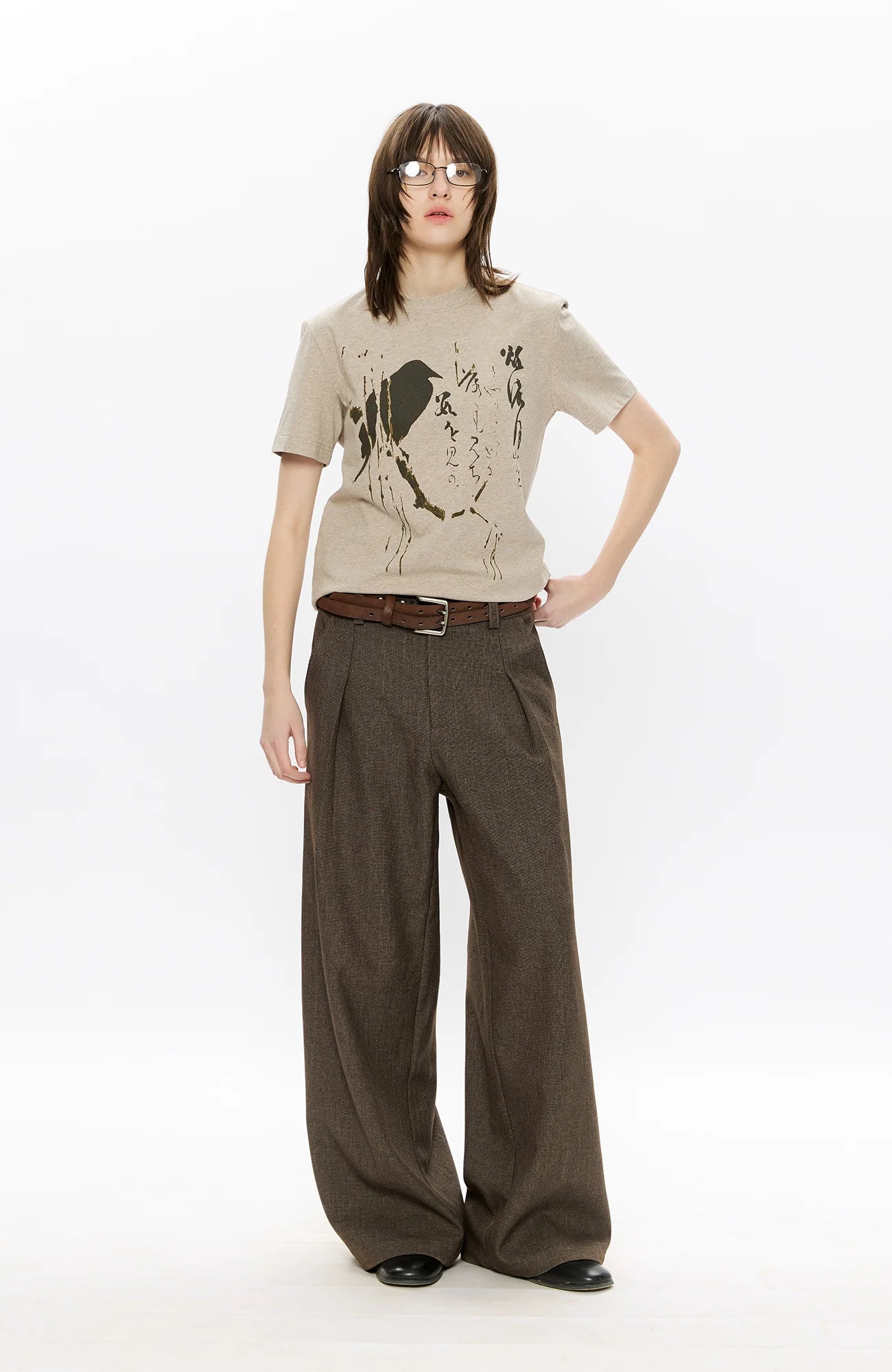 KREATE Classic Shadow Check Pleated Wide Trousers