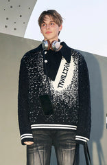 TIWILLTANG Asym Collar Embroidered LOGO Sweater