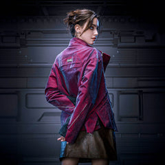 XIPHEVIL Mech Deconstructed Washed Denim Jacket Red