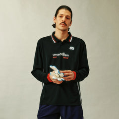 UMAMIISM Quick-Dry Striped Polo Long Sleeve Tee